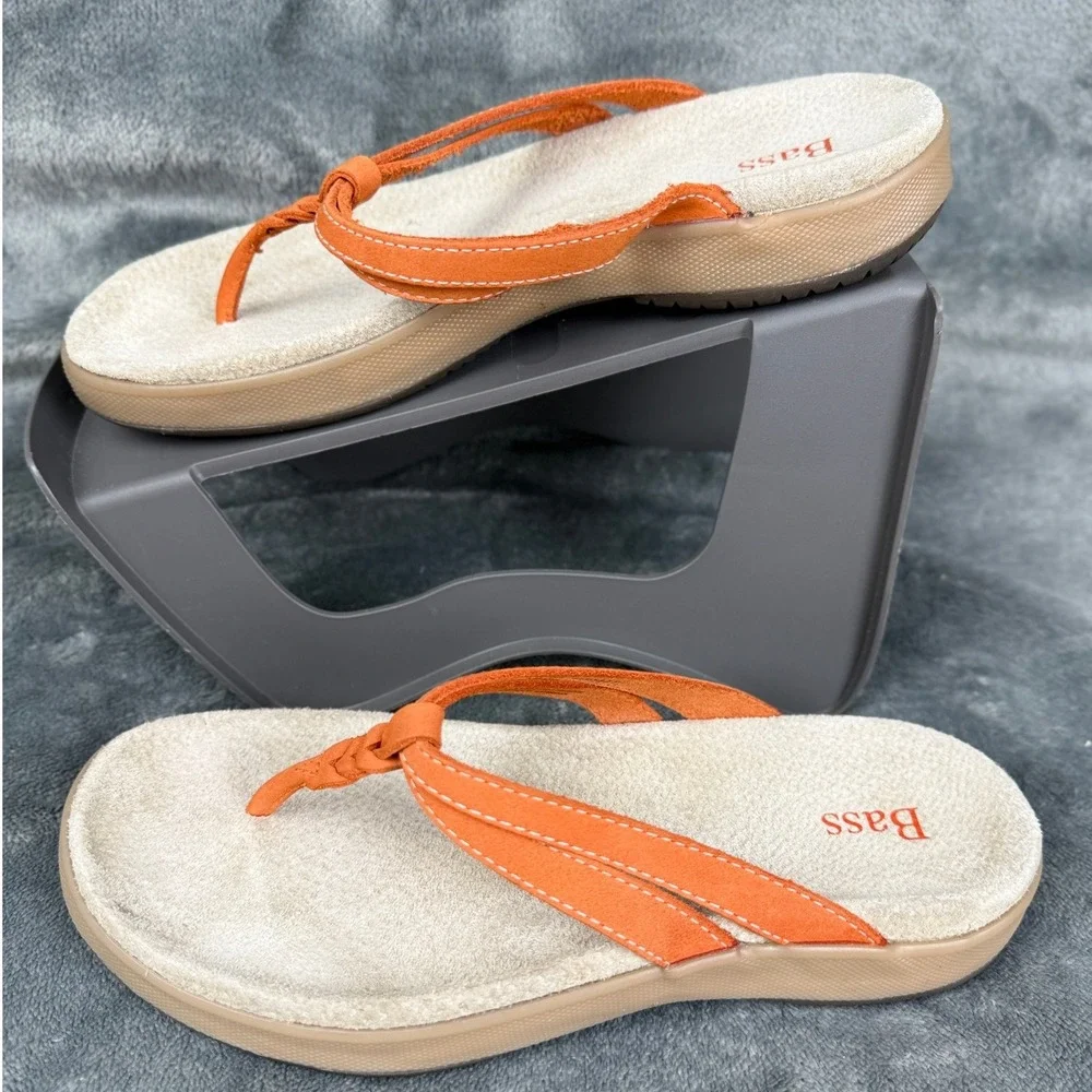 Bass Thong Sandals‎ Women's Orange Braided Strap Comfort Slip On Casual